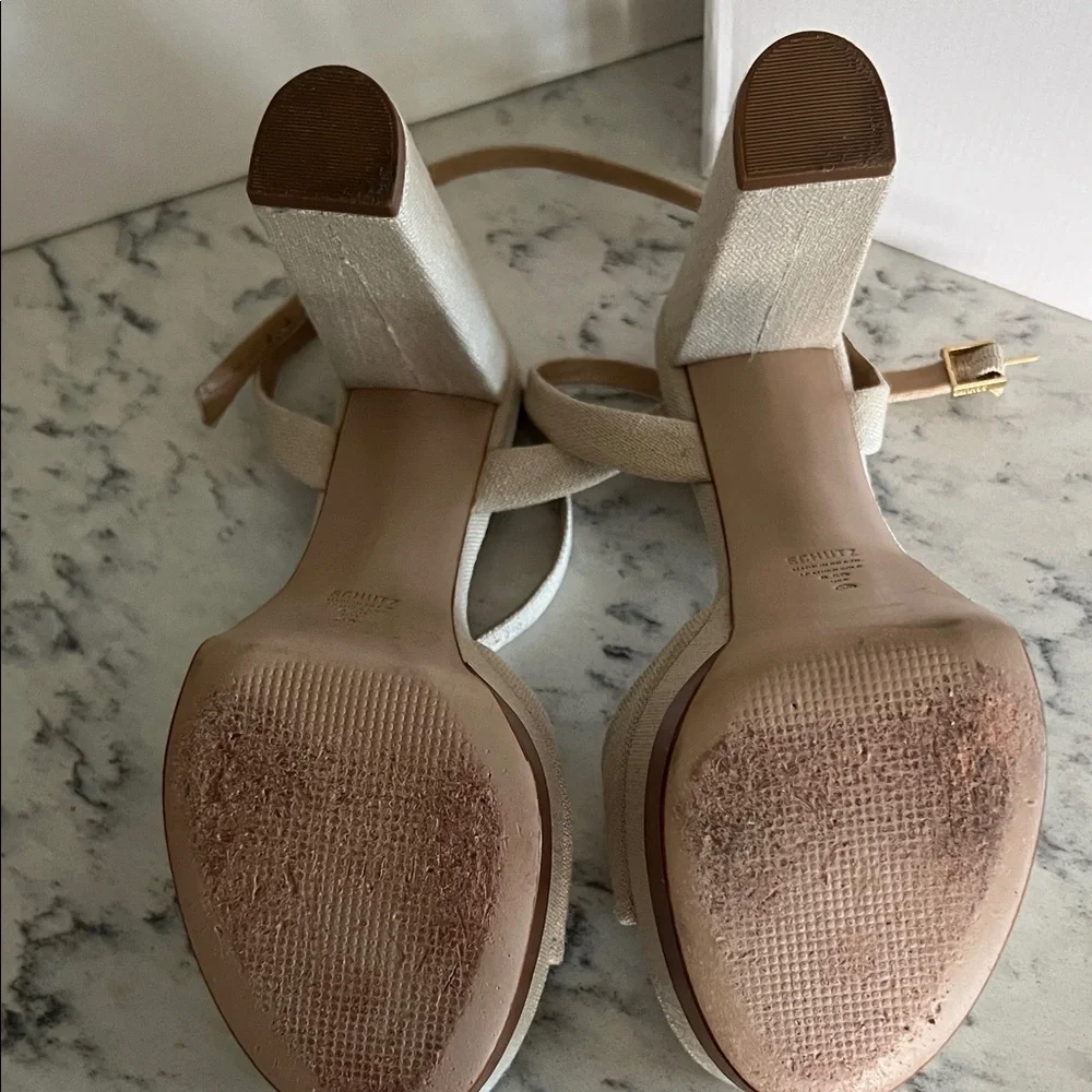 SCHUTZ Women's Beige and Brown Platform Heels - Picture 5 of 5